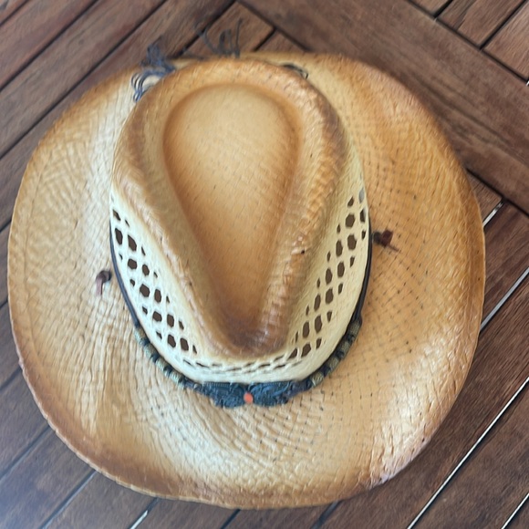 Cowgirl Cowboy hat.Jacobson.Shapeable,stiff .Butterfly accent,Beaded head band - Picture 8 of 12